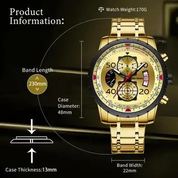 Бен Невис мъжки часовник водоустойчив с каишка от неръждаема стомана черното злато класически бизнес часовници Мъжки спортни часовници Horloges Mannen