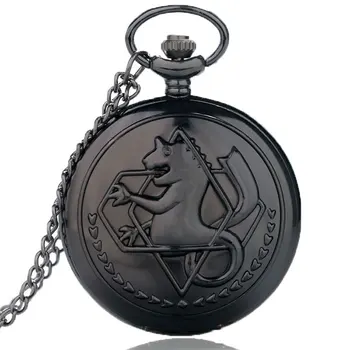 Няколко стилове Fullmetal Alchemist матов лак джобни часовници Сребърно колие с висулка Мъжки кварцов часовник луксозни коледни подаръци