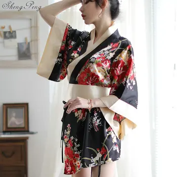 Японски Кимона рокля cosplay за жени пижами юката секси пижами печат коприна Япония мода мома Haori Оби Clothing V1772