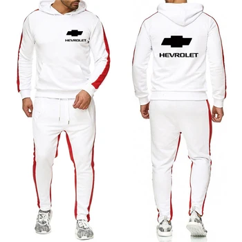 Качулки мъже пролет есен Chevrolet Car Logo Print унисекс хлопчатобумажный пуловер спортни дрехи мода мъжете hoody+панталони Мъжки костюми