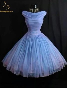 Bealegantom ретро рокля за абитуриентски бал 2019 Атлас плюс размера на къси вечерни рокли 1950 х 50 х години Vestido Robe Soiree QA1210