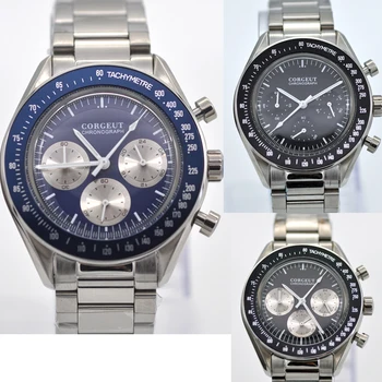 Corgeut Men Sport Watch 24 часа многофункционален часовник хронограф най-добрата марка на луксозни каишка от неръждаема стомана, кварцов мъжки часовник