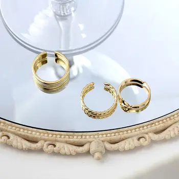 Просто се насладете на 3 бр./компл. дамски модни открити пръстени прост обрат на веригата метални катарами пръстени емайл пръстен бижута на сватбени аксесоари