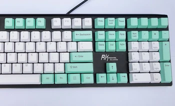 NPKC OEM PBT Keycaps White-Mint Green, Mixed ANSI Layout Option 61 Keys 87 Keys 108 Keys for MX Mechanical Keyboard