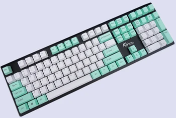 NPKC OEM PBT Keycaps White-Mint Green, Mixed ANSI Layout Option 61 Keys 87 Keys 108 Keys for MX Mechanical Keyboard