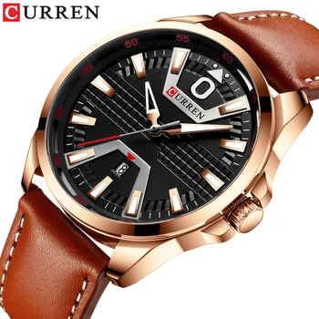 Нов модерен марка CURREN кварцов часовник Кожена каишка мъжки бизнес ръчен часовник авто дата мъжки часовник Relogio Masculino