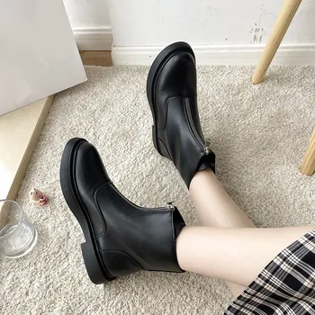 COOTELILI жените ботуши обувки 2020 мода лачена кожа 3 cm ток през цялата чорап ботуши за жени Цип черно основни Botas Mujer 35-40