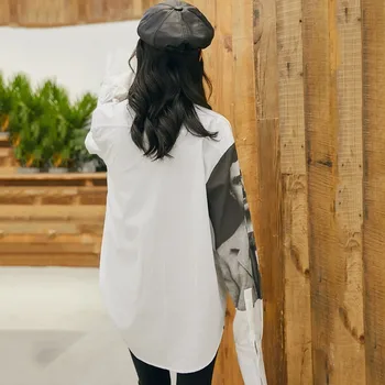 VGH Пролет женска риза отличителни с дълъг ръкав мозайка печат свободни големи жена топ Блуза 2020 мода корейски новите дрехи на прилив на