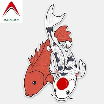 Aliauto Cartoon Beautiful Car Sticker Koi Red and White Fish Accessories PVC Cover Дяволът Water Proof Decal Graphical,9cm*15cm-rgb dmx