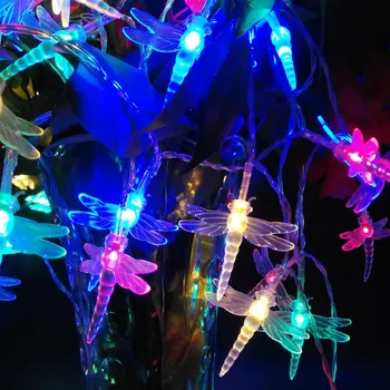 YIYANG Коледа Novelty Светлини Dragonfly 9 Color LED String 10M 100leds Holiday Wedding Event ' s Party Lightings 110V 220V US EU