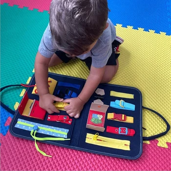 Монтесори играчки Детски пъзел основни умения дете активност дъска за мотор се научи да се облича дъска образователни образователни играчки
