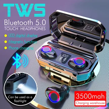 Безжични слушалки водоустойчиви спортни слушалки ANC музикални слушалки Bluetooth 5.0 TWS автоматично сдвояване слушалки с корпус от 3500 mah
