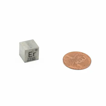 Эрбий Er издълбани елемент от периодичната таблица куб 10мм 99,9%