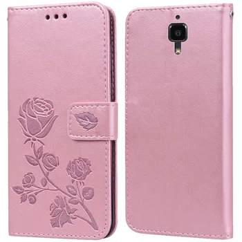 Луксозен кожен флип книга стил калъф за Xiaomi Mi 4 / Mi 4W 4C 4И розата е цветето на портфейла на щанда на притежателя на картата калъф чанта за телефон