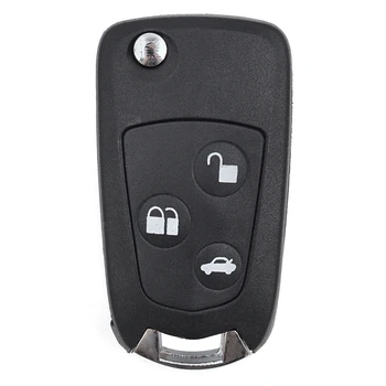 Keyecu промяна флип дистанционно ключ Shell Case Fob капак на корпуса 3 бутона с нож HU101/FO21 за Ford C-Max, Fiesta, Focus, Galaxy,