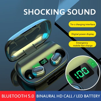 2200mAh Bluetooth слушалки Безжични слушалки LED TWS спортни водоустойчиви слушалки слушалки слушалки за IPhone Android