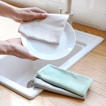 3шт многоцелеви анти-мазни ястие влакна кърпа перална купа кърпа кухня чистящая плат, кърпи за парцали кухненски кърпи случаен цвят