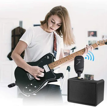 Безжична система за китара вградена Акумулаторна батерия 4-канален безжичен китара предавател приемник за електрическа китара бас