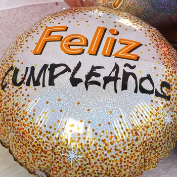 10шт 18 инча лазерен кръг Feliz Cumpleanos испански Happy Birthday Party Майларовая фолио гелиевые топки Globos Baloes Air Ball доставка