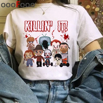 It Movie Harajuku Horror T Shirt Women It Clowns Ullzang Funny Cartoon T-shirt Хелоуин се pennywise Tshirt Hip Hop Top Tee Female