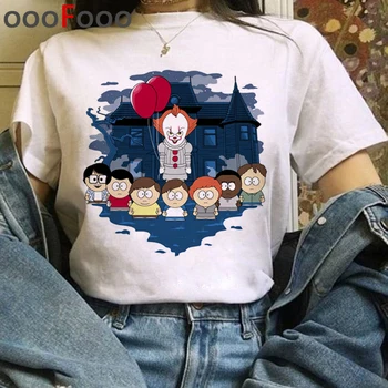 It Movie Harajuku Horror T Shirt Women It Clowns Ullzang Funny Cartoon T-shirt Хелоуин се pennywise Tshirt Hip Hop Top Tee Female