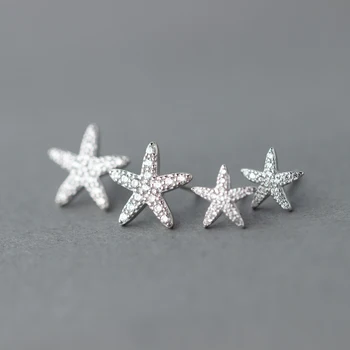 MloveAcc горещи продажба на 925 сребро Звезда тропическата Морска звезда обеци за жени Clear CZ Fashion Jewelry Bijoux