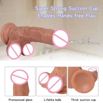 24*4.2 CM Water Spray Dildo реалистичен пенис имитира еякулация с вендузата изкуствен вибратор от секс играчки за жени мастурбатор