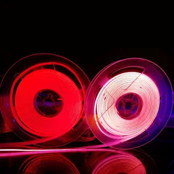 Нов DC12V 24V COB LED Strip Light with Power High Density Flex LED Light Tape Dimmable FOB Linear Ribbon Red Green Blue-Purple