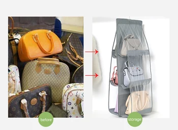 Подвесная Чанта За Съхранение На 6 Джоб В Чантата Си Чанта Тоут Чанта Органайзер За Съхранение На Закачалка Двойна Страна Подвесная Чанта За Съхранение На Гардероб Wardrobe