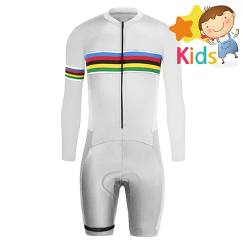 6 цвята, детска велосипедна облекло Trisuit for Kids Триатлон Bike Костюм под наем костюм с дълъг ръкав Триатлон Skinsuit велосипеден костюм