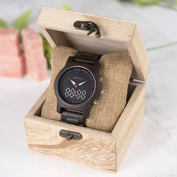 BOBO BIRD мъжки часовник Digital Wood Кварцов ръчен часовник с двоен дисплей дървени часовници New 2019 Top Brand C-dR02