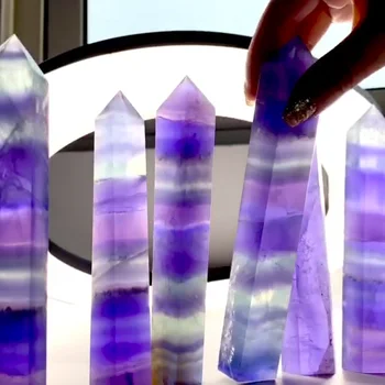 Нов продукт на естествен индиго, син флуорит кварцов гледна кристален кула за домашен декор