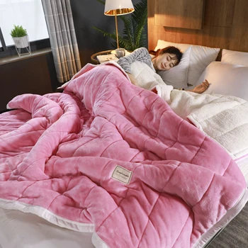 Луксозно одеяло през зимата мазнини двухслойное Шерп каре 150х200см топло меко фланелевое Флисовое одеяло