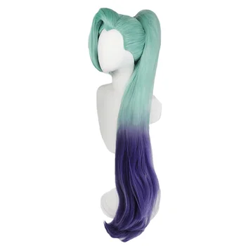 L-e-mail перука LoL Seraphine cosplay перука KDA ALL OUT cosplay дълги перуки с кон опашка синьо, лилаво перука термоустойчиви синтетични косми