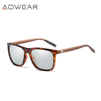 AOWEAR Хамелеон квадратни очила Дамски поляризирани HD фотохромичните слънчеви очила за шофиране, очила ретро слънчеви очила за мъже жени