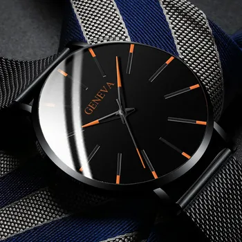 2020 минималистичен мъжка мода-тънки часовници прост мъжки бизнес мрежа от неръждаема стомана каишка кварцов часовник Relogio Masculino
