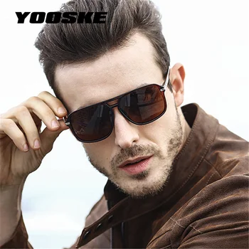 YOOSKE Classic HD поляризирани слънчеви очила мъжете 2020 шофиране марка дизайнерски слънчеви очила човек огледало ретро високо качество слънчеви очила Очила