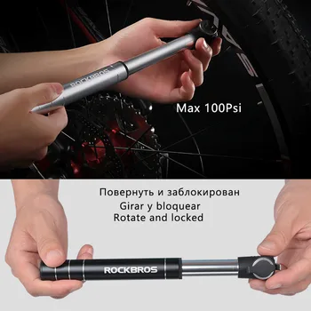 ROCKBROS преносим МТБ велосипеди помпа мини ultralight алуминиева сплав под наем помпа Колоездене гуми надуваем въздушна помпа аксесоари за велосипеди