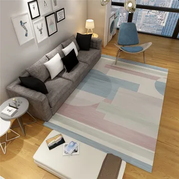 Всекидневна с разтегателен диван масичка за кафе килим спалня геометричен модел на потребителска прост модерен тънък килим скандинавски стил моющийся