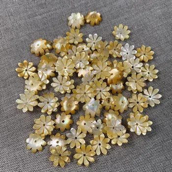 Високо качество на 5 бр. 10 мм естествен дялан перла на жълто цвете черупки, мъниста за 