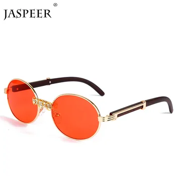 JASPEER планински кристал, винтидж слънчеви очила за жени, луксозни диамантени ретро слънчеви очила мъжете марка дизайнерски кръгли слънчеви очила Дамски слънчеви очила
