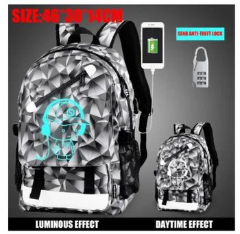 2020 светещи училищни чанти за юноши USB зареждане на училище раница с голям капацитет пътна чанта чанта детска портретно чанта Mochila