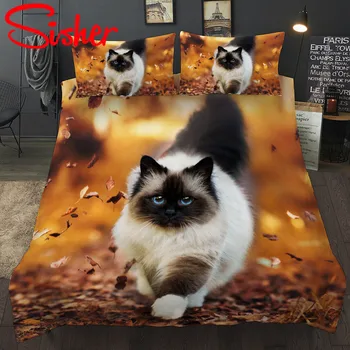 3D котка куче печатни пухени завивки, комплекти съвременни хубави постелки Single Double Twin Queen King комплект спално бельо полиестер олекотена завивка