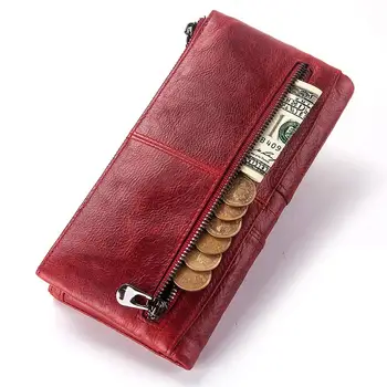 GZCZ кожена женски чантата си жена портфейл за монети Hasp Portomonee клатч телефонна чанта дълъг цип Дама Удобен държач за карти безплатен гравиране