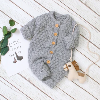 2020 нови памучни децата Baby Boy Girl-дебел вълнен пуловер, гащеризон с дълъг ръкав вязаный гащеризон детската однобортная дрехи 0-18М