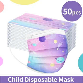 Детски маска 3Ply Ear Loop Mouth Masks Сладко Cartoon Planet Pattern Printed еднократна маска за лице момчета момичета деца