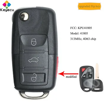 KEYECU обновен ключ на автомобила, дистанционно управление, обръща с 3 1/4 бутони 313mhz 4d63 чип-FOB за Mazda 6 2003 2004 2005 FCC: KPU41805