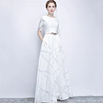 Party Dress Women White-Grey Шарени XS-3XL Plus Size 2020 New Fashion Slim Noble Elegant Host Maxi Dress Vestidos Feminina JD77