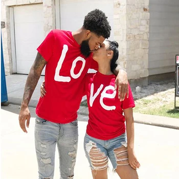 2019 Summer Couples Влюбените T-Shirt For Women Casual Man Върховете Tshirt Women T Shirt Love Print T-Shirt Female