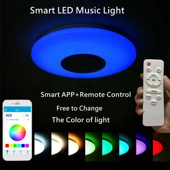 Smart LED APP + дистанционно управление Bluetooth-високоговорител с RGB Димиране тавана лампа панел лампи Loundspeaker плейър за деца спалня